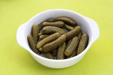 Tasty pickled cucumbers. Fermented vegetables