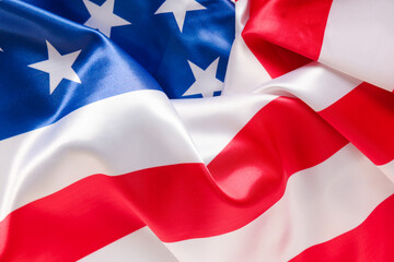 Naklejka premium Flag of USA as background, closeup. Memorial Day celebration