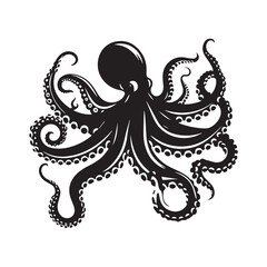 Octopus silhouette flat illustration.