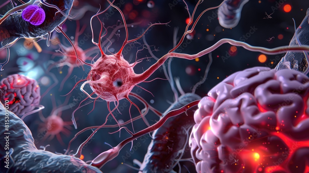 Poster experience a top notch 3d rendering showcasing nerve cells exploring the realm of neurologic disease