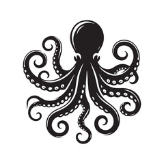 Octopus silhouette flat illustration.