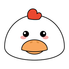 Cute kawaii hen emoji icon Vector illustration