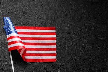 Naklejka premium Flag of USA on dark background. Memorial Day celebration