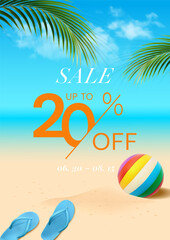 Summer sale banner design template. Vector illustration.