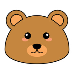 Cute kawaii bear emoji icon Vector illustration