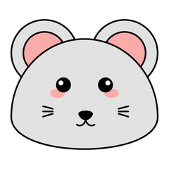 Cute kawaii mouse emoji icon Vector illustration
