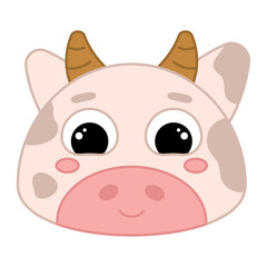 Cute kawaii cow emoji icon Vector illustration
