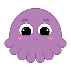 Cute kawaii octopus emoji icon Vector illustration