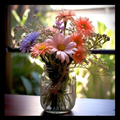 flowers in a jar