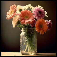 flowers in a jar