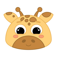 Cute kawaii giraffe emoji icon Vector illustration