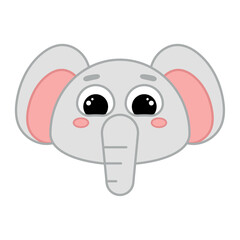 Cute kawaii elephant emoji icon Vector illustration