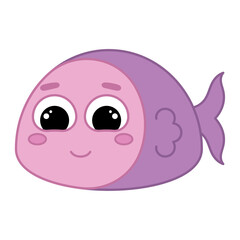 Cute kawaii fish emoji icon Vector illustration