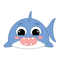 Cute kawaii shark emoji icon Vector illustration
