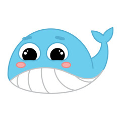 Cute kawaii whale emoji icon Vector illustration