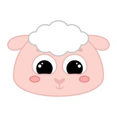 Cute kawaii sheep emoji icon Vector illustration
