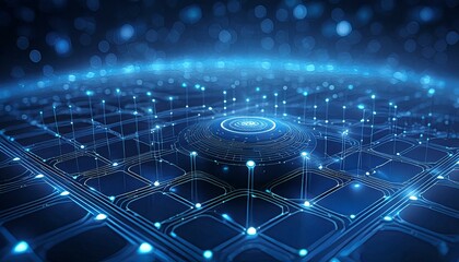 Obraz premium abstract technology background. An abstract representation of a quantum computing lab with floating, interconnected nodes 