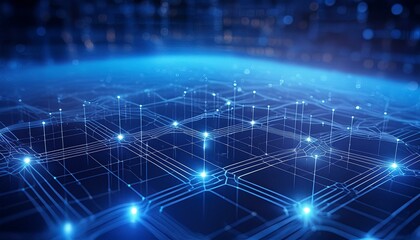 Obraz premium abstract technology background. An abstract representation of a quantum computing lab with floating, interconnected nodes 