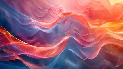 Obraz premium a colorful abstract painting with waves and colors of pink, orange and blue