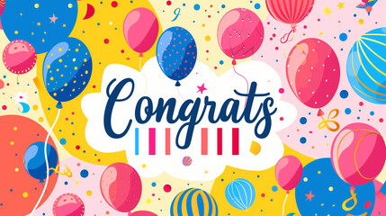 Congrats. Banner, speech bubble, poster and sticker concept, geometric style with text Congrats. Icon balloon with quote message congrats or congratulations. Vector Illustration
