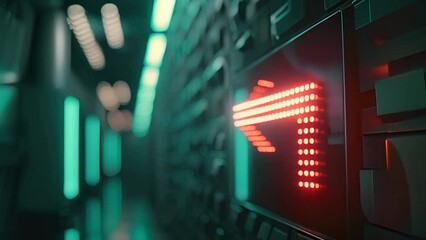 Tech Corridor, Illuminated Directional Arrow in High-Tech Facility - Powered by Adobe