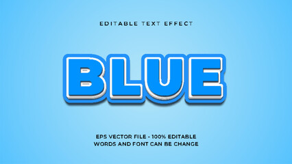 Blue 3D smooth editable text effect premium.
