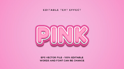 Pink editable text effect premium, 3d style.