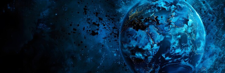 World shape with blue and black background