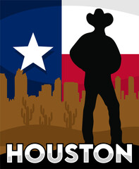 houston texas with texas flag background