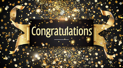 Congratulations banner with gold glitter. Vector illustration.