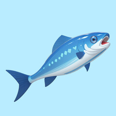 Obraz premium Blue fish icon cartoon illustration