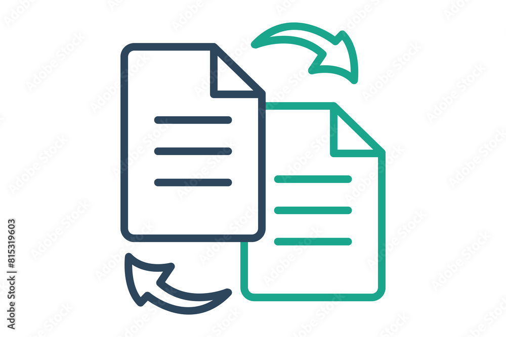 Poster data transfer icon. notes with arrow. icon related to information technology. line icon style. techn