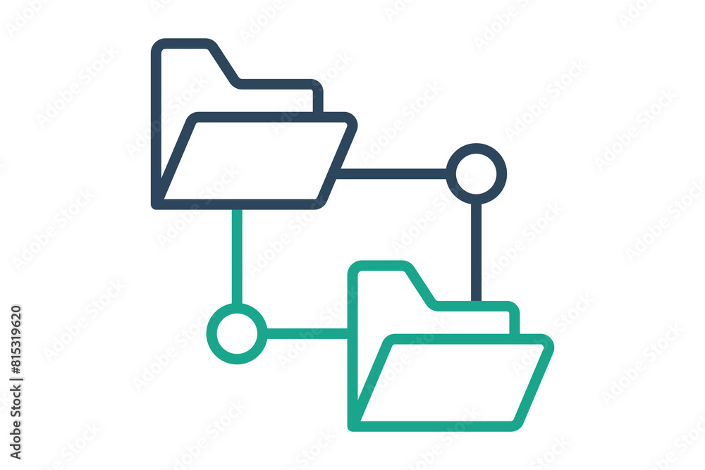 Aufkleber network folder icon. icon related to information technology. line icon style. technology element vec