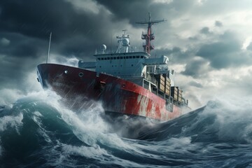 Storm's Embrace The Odyssey of the Brave Cargo Ship.