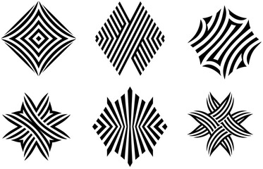 set of black and white shapes