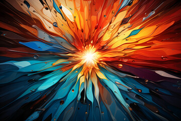 Obraz premium abstract geometric art background, bold lines and shapes in bright colors, radiating from the center in an explosion effect style