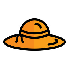 Sun Hat Icon in Filled Line Style