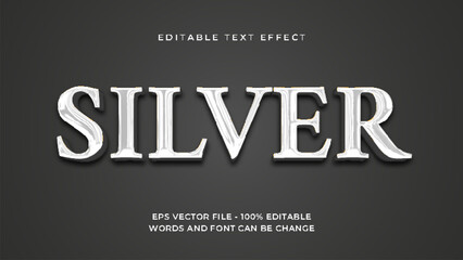 Silver editable text effect premium, 3d style.
