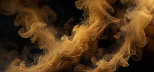 Fototapeta premium Abstract golden smoke on black background
