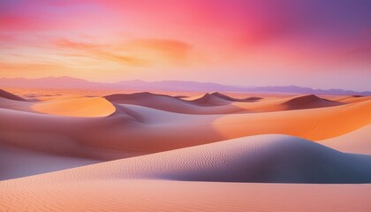 sunrise in the desert. A vast desert landscape under a breathtaking sunrise. The sky is a mix of purple, pink, 