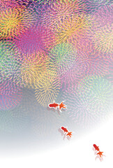 金魚　花火　暑中見舞い　背景	