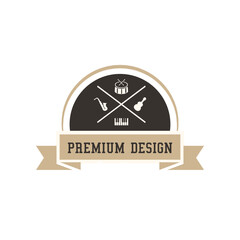 vintage retro music logo. Vector Illustration