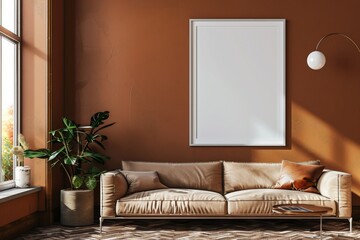 Poster Mockup in Brown Scandinavian Interior created with Generative AI