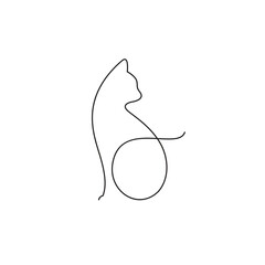 cat line minimalist logo design graphic vector