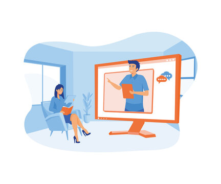 Online education concept. Remote education. Master Class. flat vector modern illustration