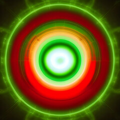 green and red abstract circle plasma lightning particle effect