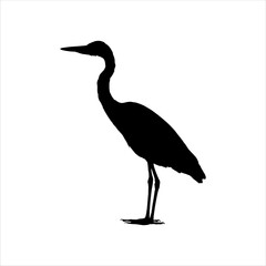 Obraz premium Heron silhouette isolated on white background. Heron icon vector illustration.
