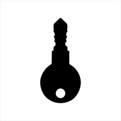 House key silhouette isolated on white background. House key icon vector illustration.