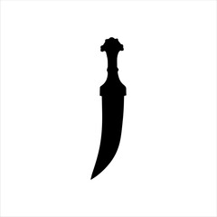 Arabic dagger silhouette isolated on white background. Dagger icon vector illustration.