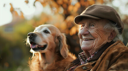 Golden Companionship A senior enjoying the joys of life with their faithful dog.